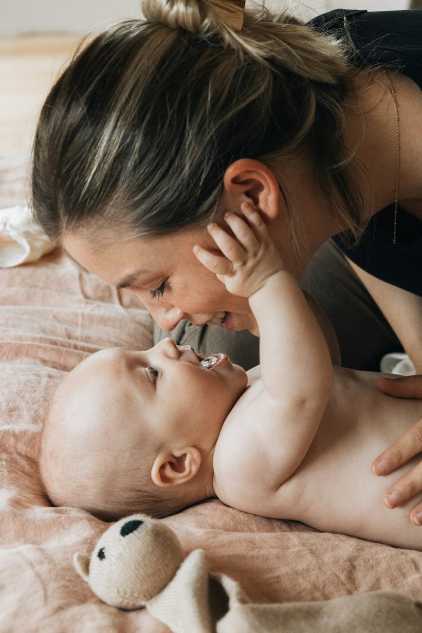 mother holding her son