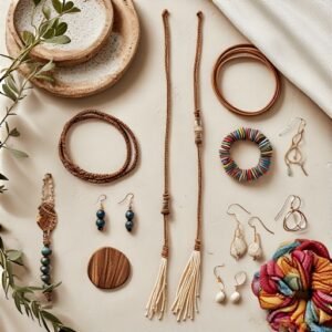 إكسسوارات يدوية عصرية مصنوعة يدويًا – Modern handmade accessories on a soft background