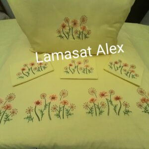 طقم سرير قطن تطريز يدوي ٥ قطع