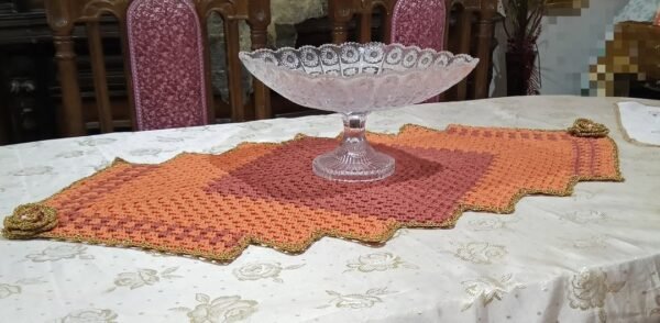 رانر سفرة كروشيه هاند ميد – خيط مكرمية قطني - Image 4