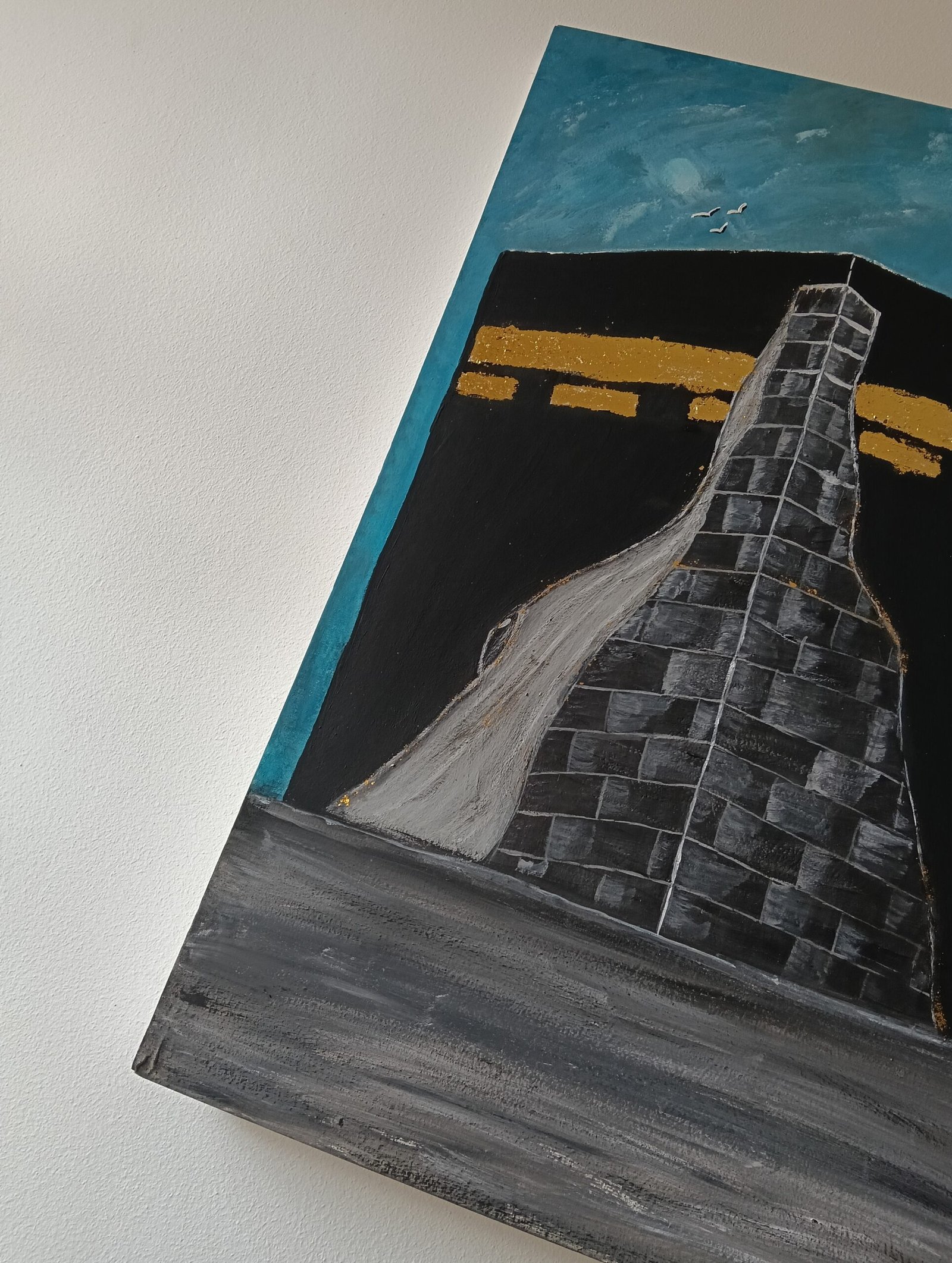 تابلوه كانفاس رسم يدوي مطعم بورق الذهب - الصورة 2