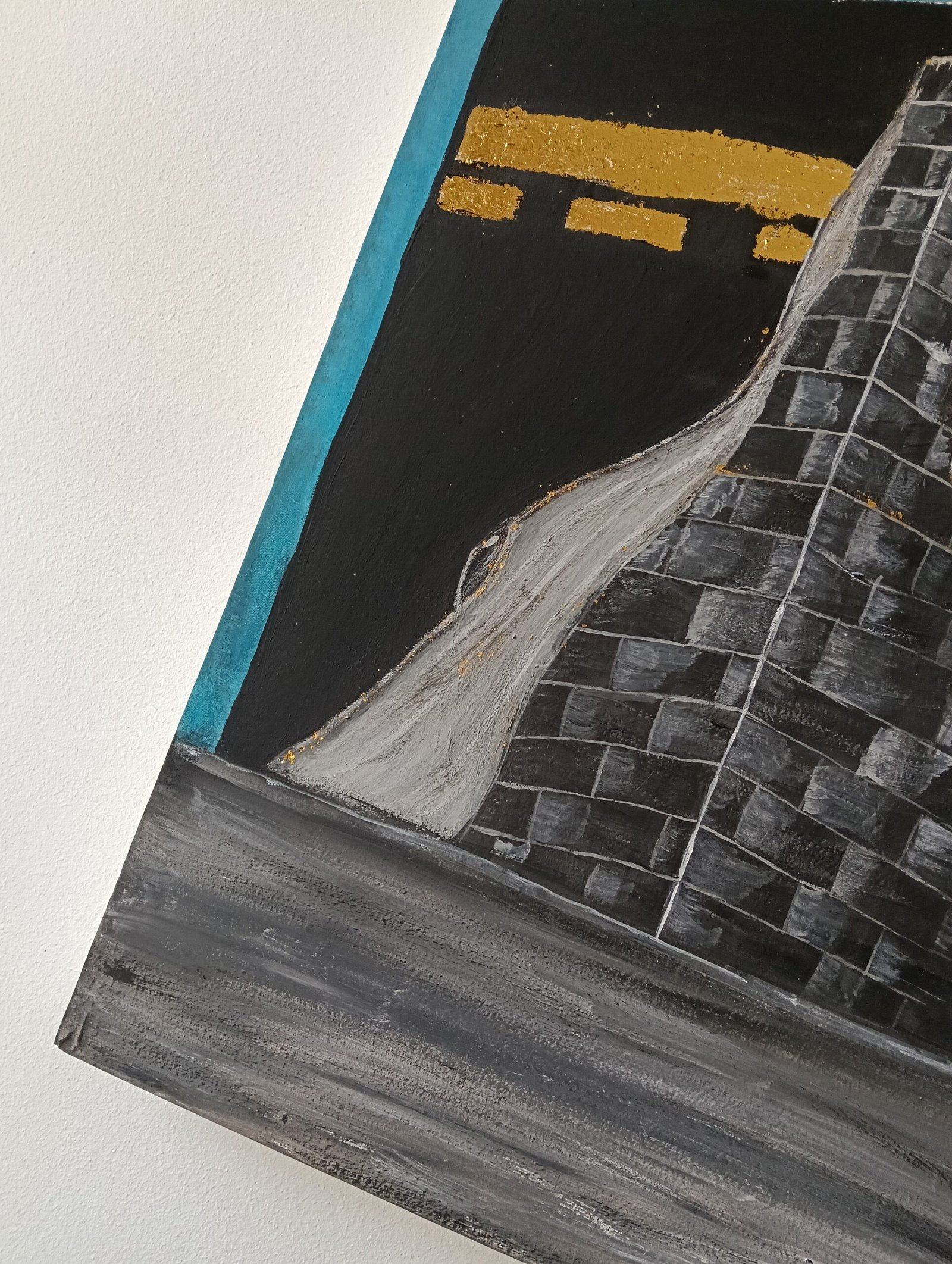 تابلوه كانفاس رسم يدوي مطعم بورق الذهب - الصورة 5