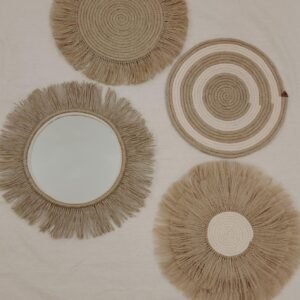 مجموعة كوسترات حائط مع مرايا ديكورية – 5 قطع