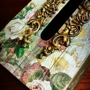 Wooden Tissue Box Cover with Decoupage