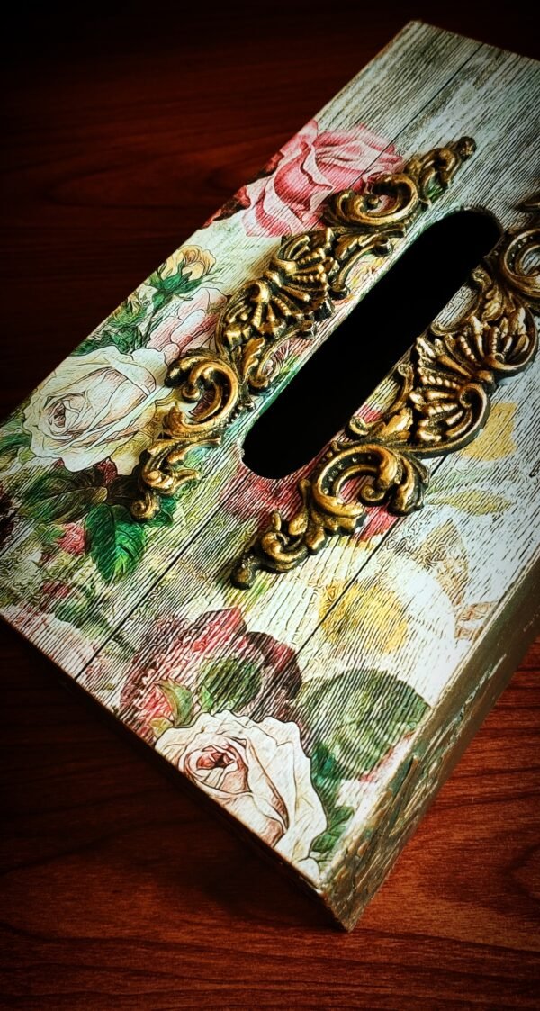 Wooden Tissue Box Cover with Decoupage