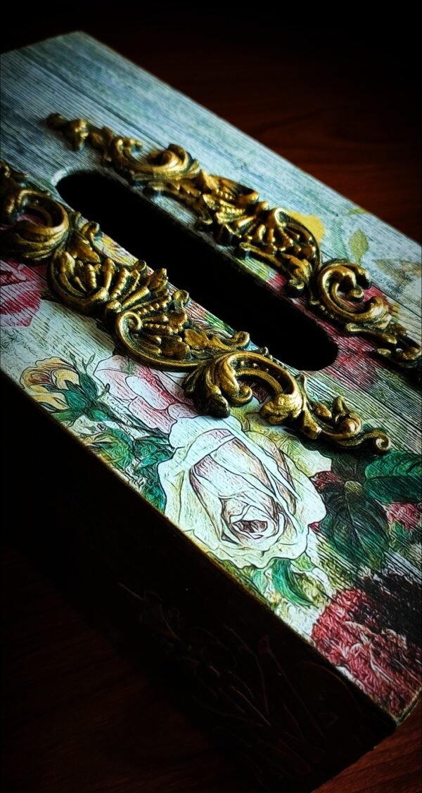 Wooden Tissue Box Cover with Decoupage - Image 3