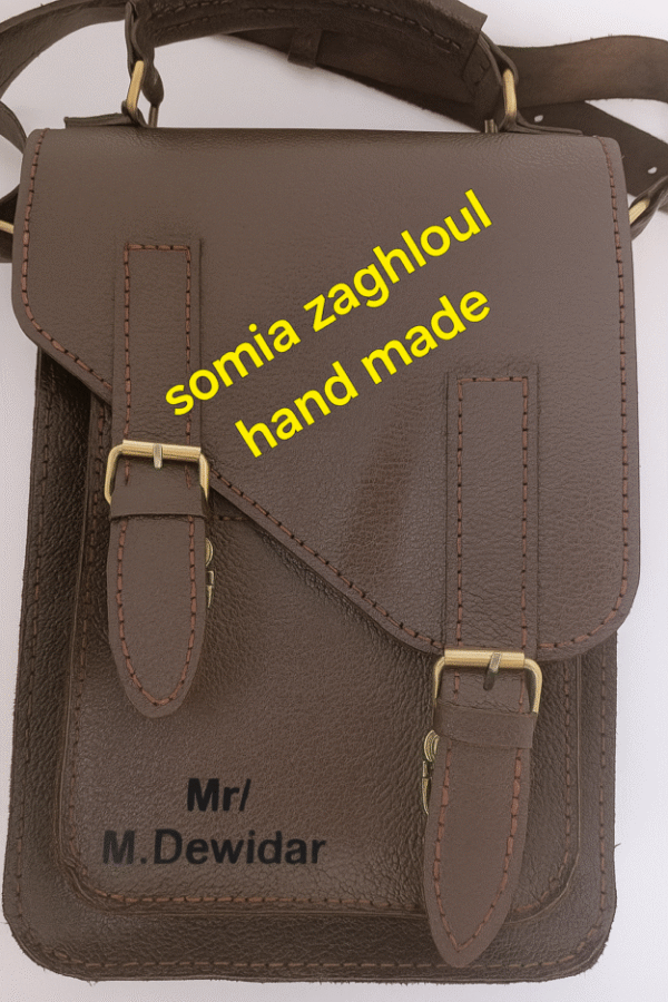 شنطة رجالي جلد طبيعي هاند ميد | عملية وأنيقة تدوم لسنوات - Image 2