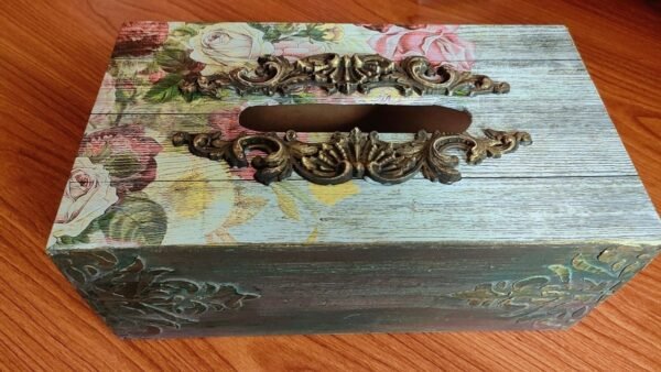 Wooden Tissue Box Cover with Decoupage - Image 6