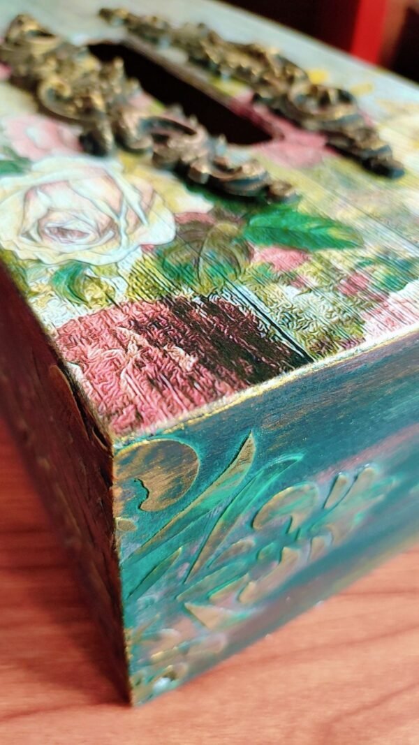 Wooden Tissue Box Cover with Decoupage - Image 7