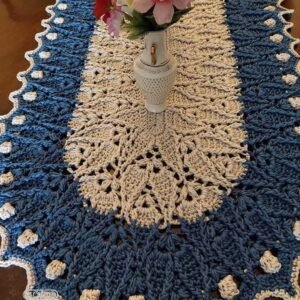 مفرش سفره كروشيه يدوي بخيط حرير سلسله