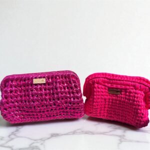 Metallic and crochet clutches