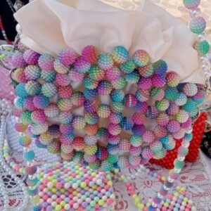 شنطة خرز دائرية بخرز الفتافيت