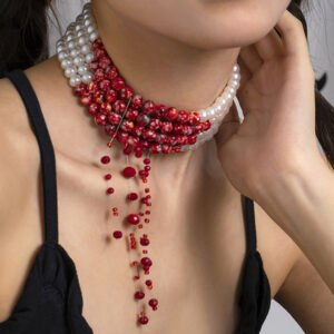 عُقد الهالوين اللولي المزين بالشراشيب Stylish pearls Tasseled Halloween Necklaces